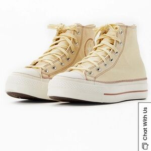 Converse Cream Chuck All Star Lift High Top Sneakers, Womens size 8